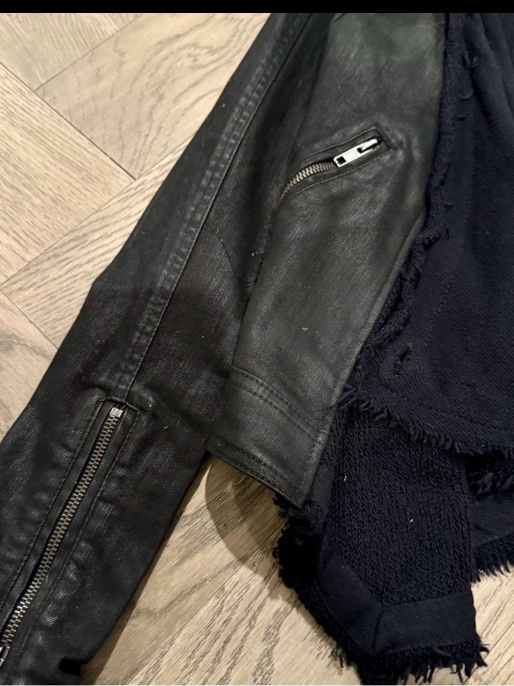 Free People Black Draped Jean Jacket - Picture 3 of 6